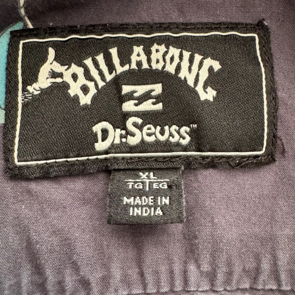 Billabong Dr Seuss The Lorax Shirt Boys XL Charcoal Grey Button Down shirt